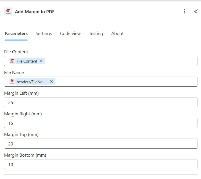 Clicca per ingrandire Aggiungi margine al PDF con Power Automate